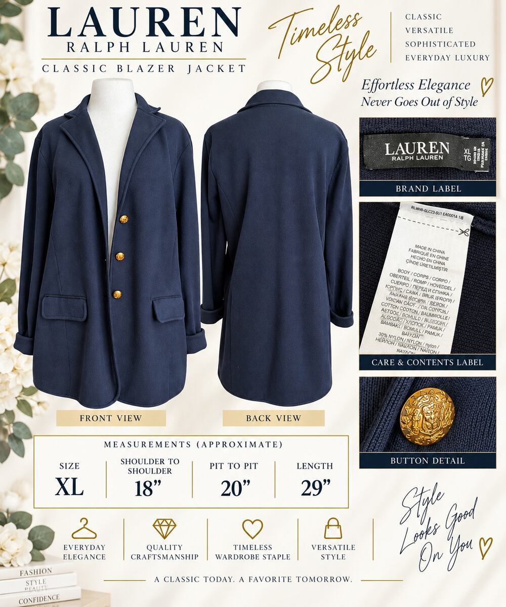 Lauren Ralph Lauren Navy Knit Blazer*XL*VERY COMFORTABLE